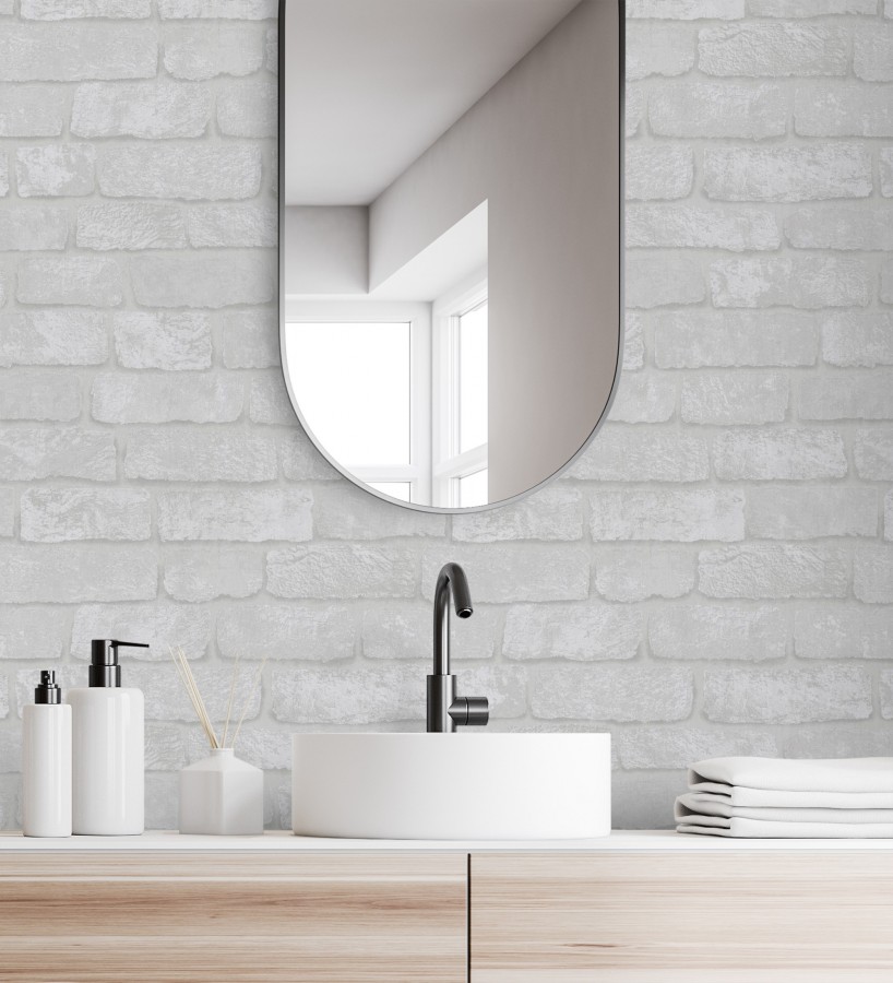 Papel pintado ladrillo gris textura mineral  Vancouver Brick 685254