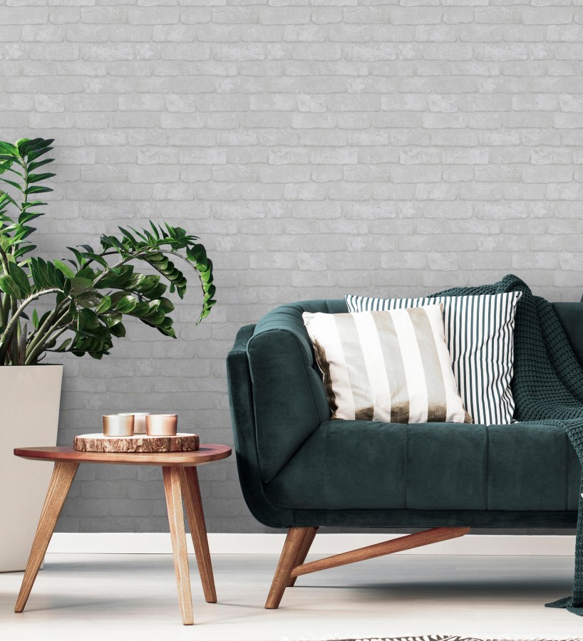 Papel pintado ladrillo gris textura mineral  Vancouver Brick 685254