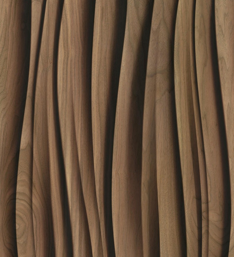 Papel pintado madera wengué 3D ondas de fresno natural moderno  Kobe Drift 685258