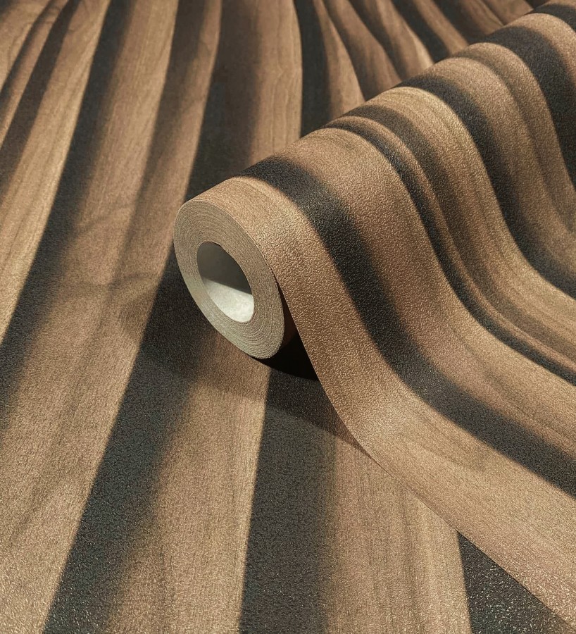 Papel pintado madera wengué 3D ondas de fresno natural moderno  Kobe Drift 685258
