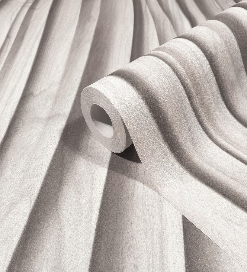 Papel pintado madera de roble gris 3D ondas de fresno natural moderno  Kobe Drift 685259