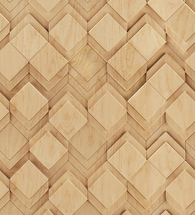 Papel pintado rombos de madera roble natural efecto escultórico 3D  Marcus Facet 685260