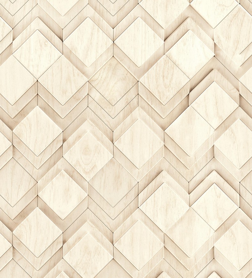 Papel pintado rombos de madera haya cálida efecto escultórico 3D  Marcus Facet 685261