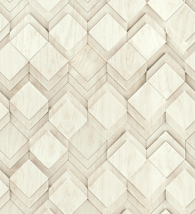 Papel pintado rombos de madera fresno claro efecto escultórico 3D  Marcus Facet 685262