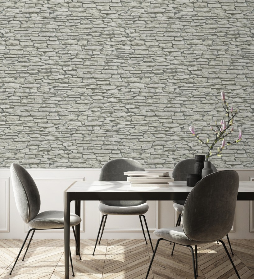 Papel pintado piedra pizarra gris rústica  Columbus Street 685264