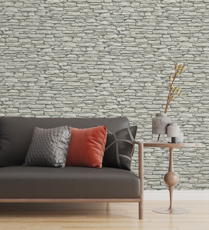 Papel pintado piedra pizarra gris rústica  Columbus Street 685264