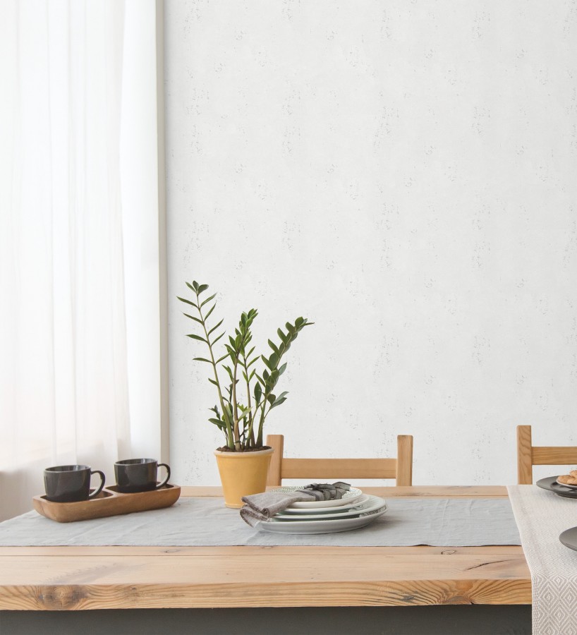 Papel pintado de hormigón estucado en relieve color blanco  Hannover 685268