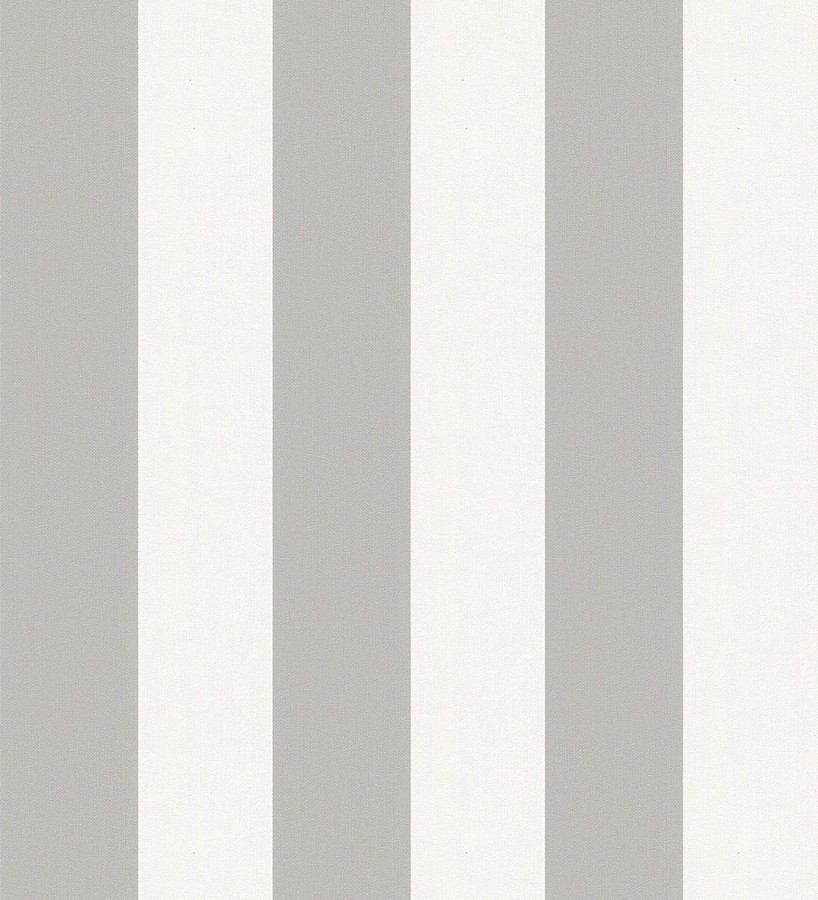 Papel pintado de rayas gris visón y blanca textura textil suave  Soren Stripe 685277