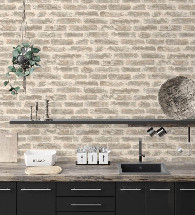Papel pintado muro ladrillo antiguo estilo rústico loft  Montreal Brick 685278