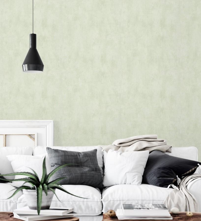 Papel pintado microcemento verde salvia estilo industrial  Mercer Clay 685279