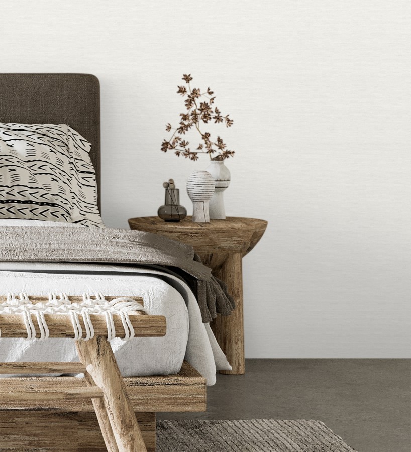 Papel pintado liso con textura lienzo pintado color blanco  Brighton Porcelain 685283