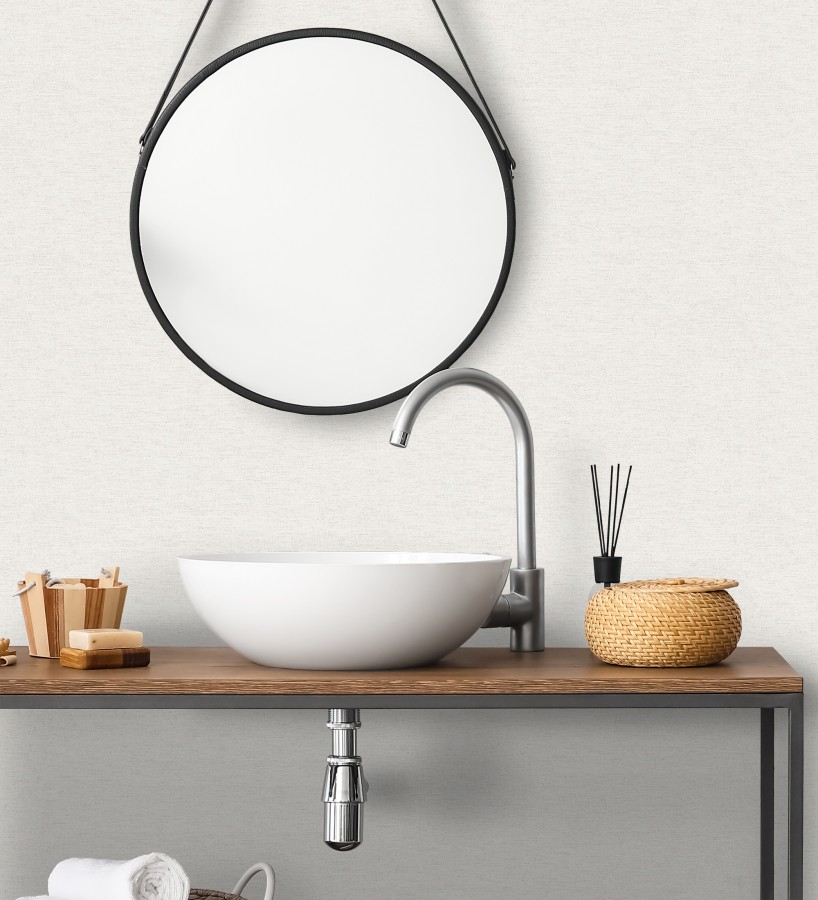 Papel pintado liso con textura lienzo pintado color blanco hueso  Brighton Porcelain 685284