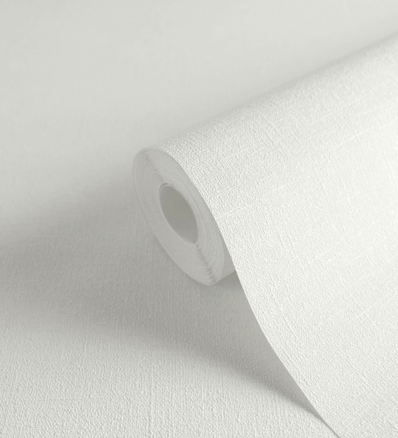 Papel pintado liso blanco nieve efecto textil hilos de lino y algodón  Raffton Shadow 685285