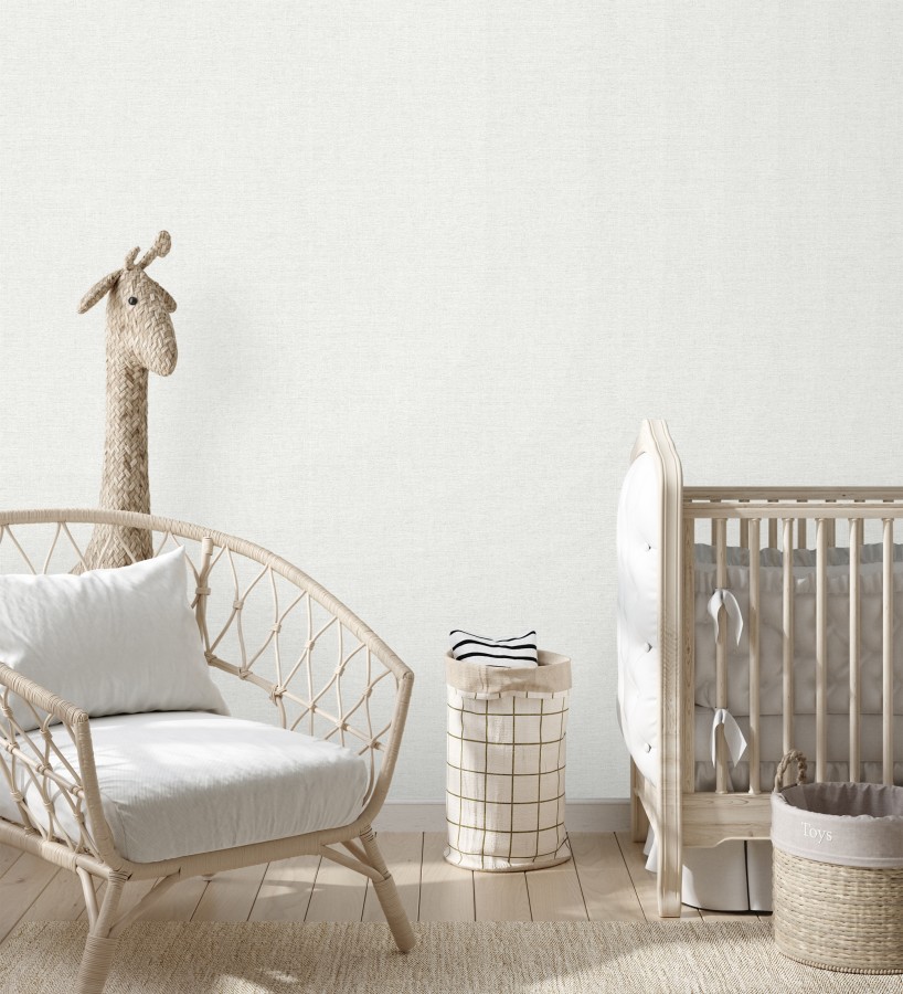 Papel pintado liso blanco nieve efecto textil hilos de lino y algodón  Raffton Shadow 685285