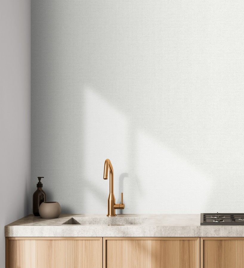 Papel pintado liso blanco nieve efecto textil hilos de lino y algodón  Raffton Shadow 685285