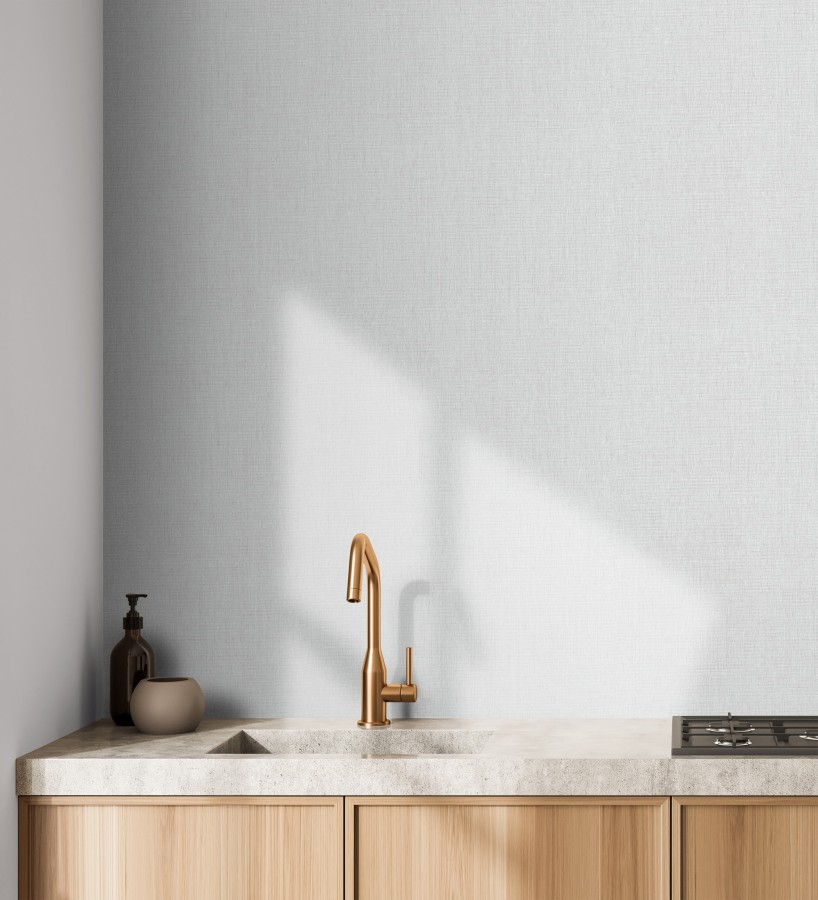 Papel pintado liso de microfibras textiles tintadas gris claro  Melbourne Graphite 685290
