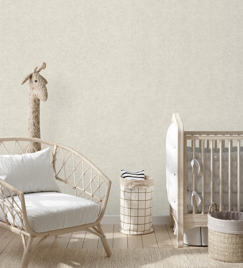 Papel pintado liso blanco pergamino efecto textil hilos de lino y algodón  Raffton Shadow 685292