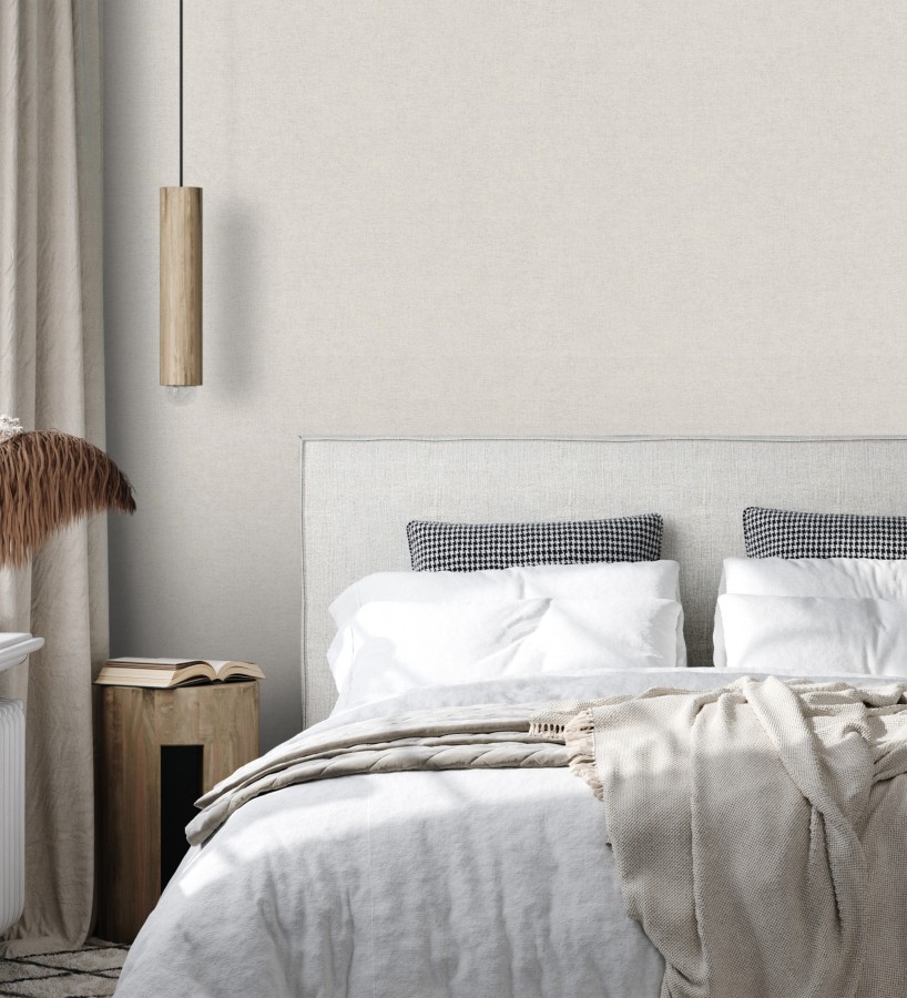 Papel pintado liso gris perla efecto textil hilos de lino y algodón  Raffton Linen 685293