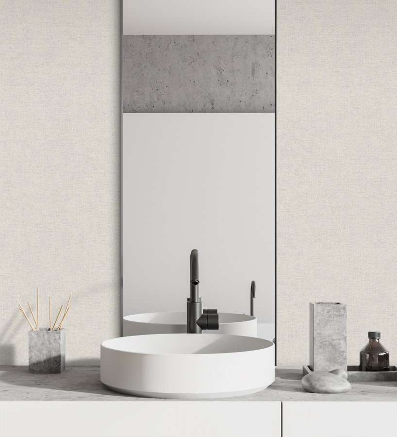 Papel pintado liso gris perla efecto textil hilos de lino y algodón  Raffton Linen 685293