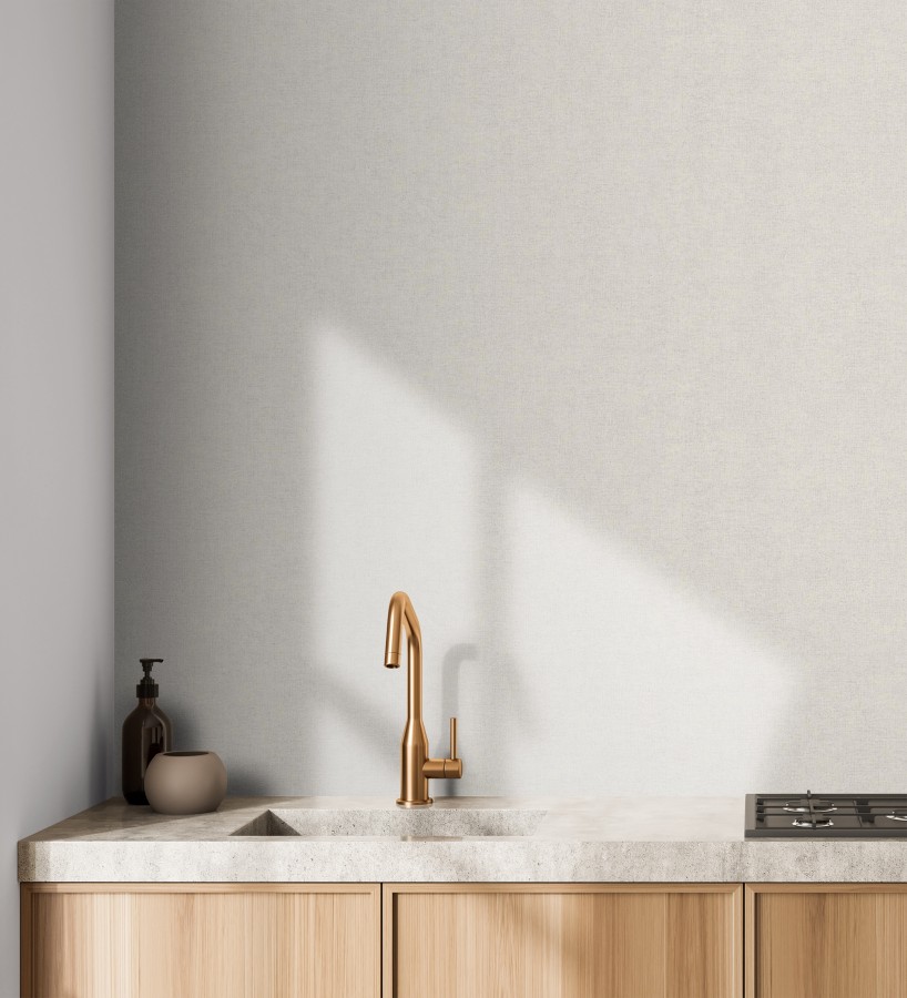 Papel pintado liso gris perla efecto textil hilos de lino y algodón  Raffton Linen 685293