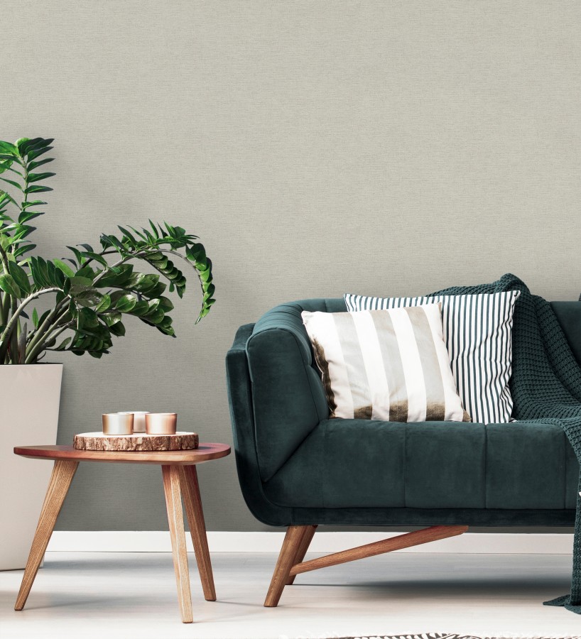 Papel pintado liso con textura lienzo pintado color greige  Brighton Porcelain 685295