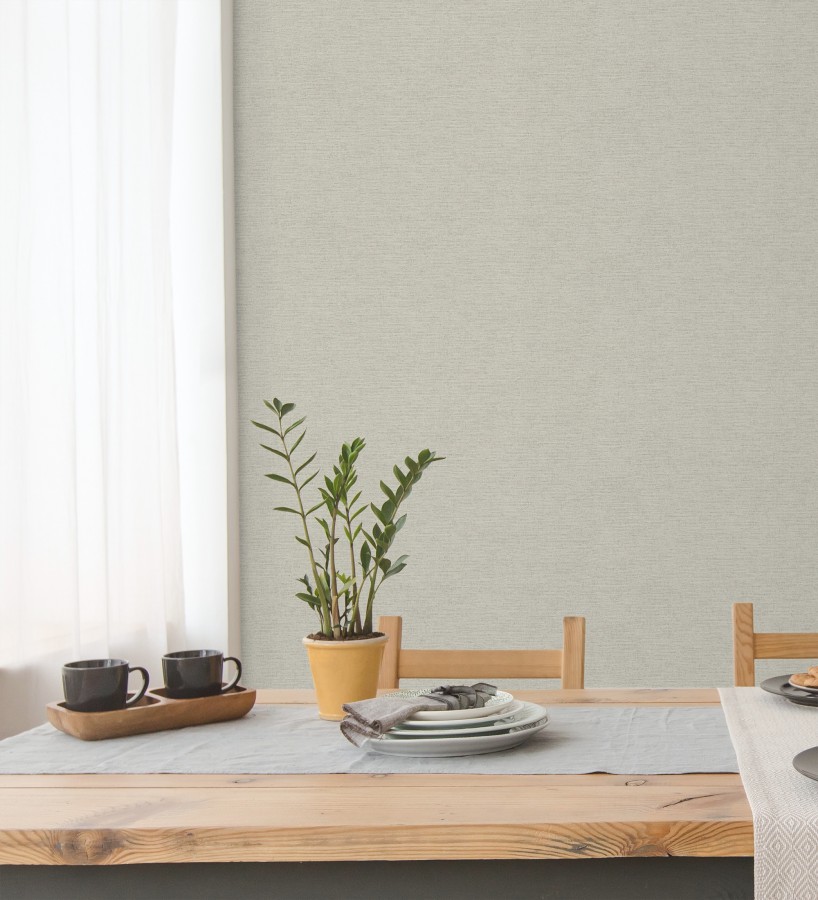 Papel pintado liso con textura lienzo pintado color greige  Brighton Porcelain 685295