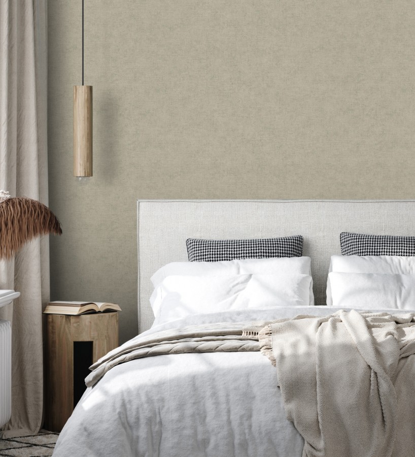 Papel pintado liso tono gris cemento efecto textil hilos de lino y algodón  Raffton Shadow 685296
