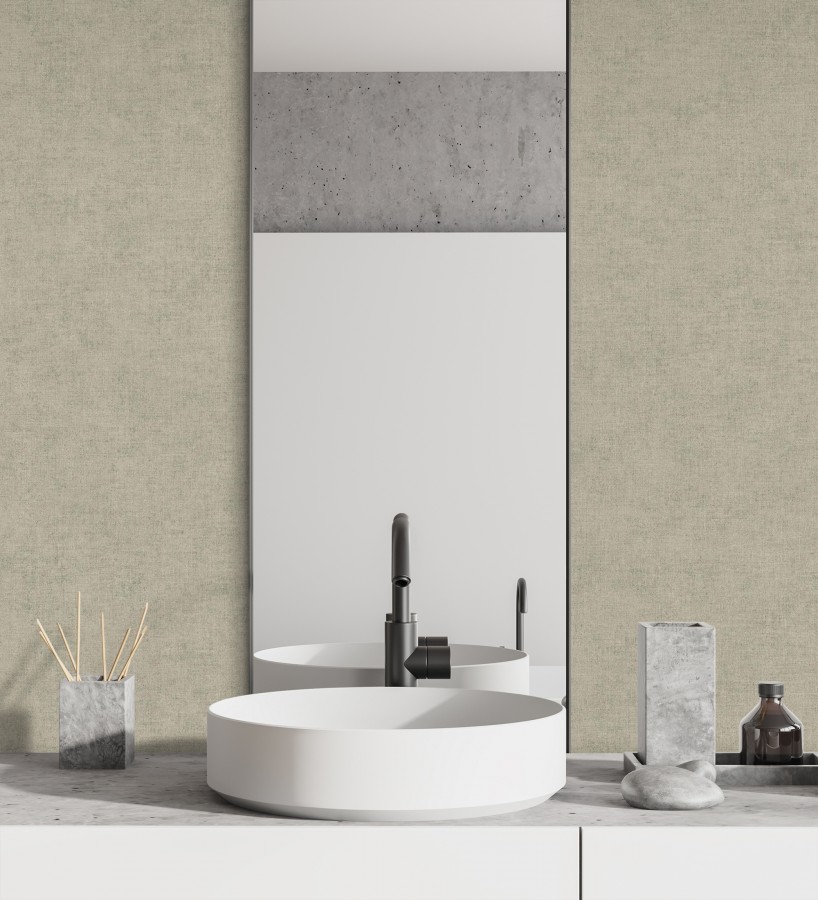 Papel pintado liso tono gris cemento efecto textil hilos de lino y algodón  Raffton Shadow 685296