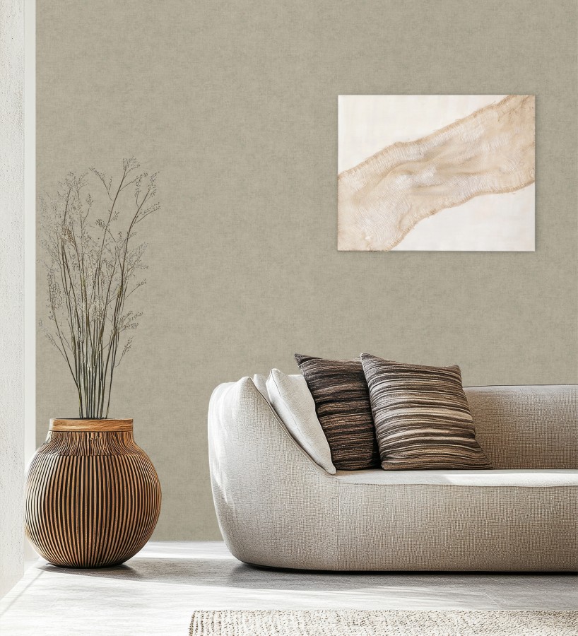 Papel pintado liso tono gris cemento efecto textil hilos de lino y algodón  Raffton Shadow 685296