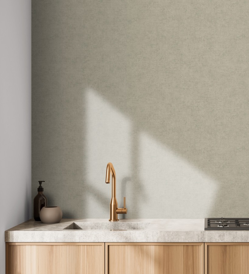 Papel pintado liso tono gris cemento efecto textil hilos de lino y algodón  Raffton Shadow 685296