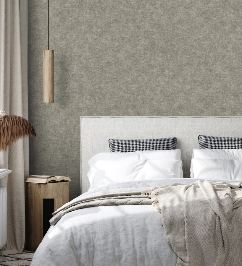 Papel pintado liso gris marengo efecto textil hilos de lino y algodón  Raffton Shadow 685297