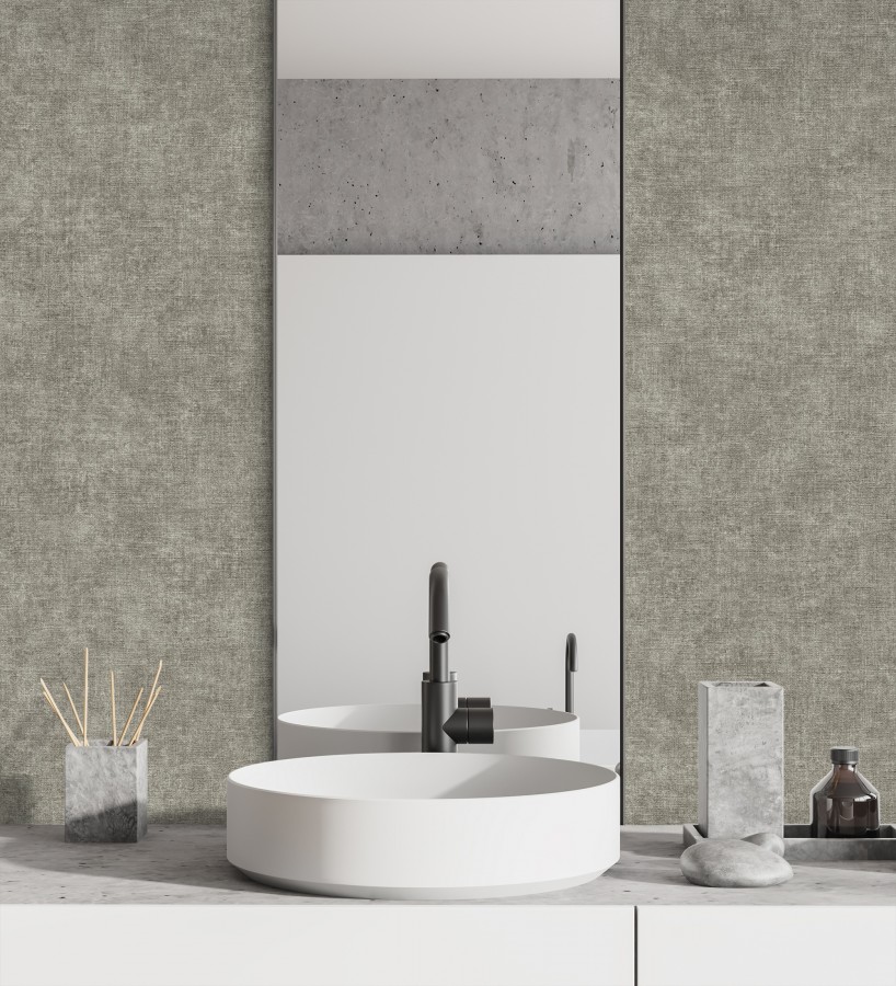 Papel pintado liso gris marengo efecto textil hilos de lino y algodón  Raffton Shadow 685297