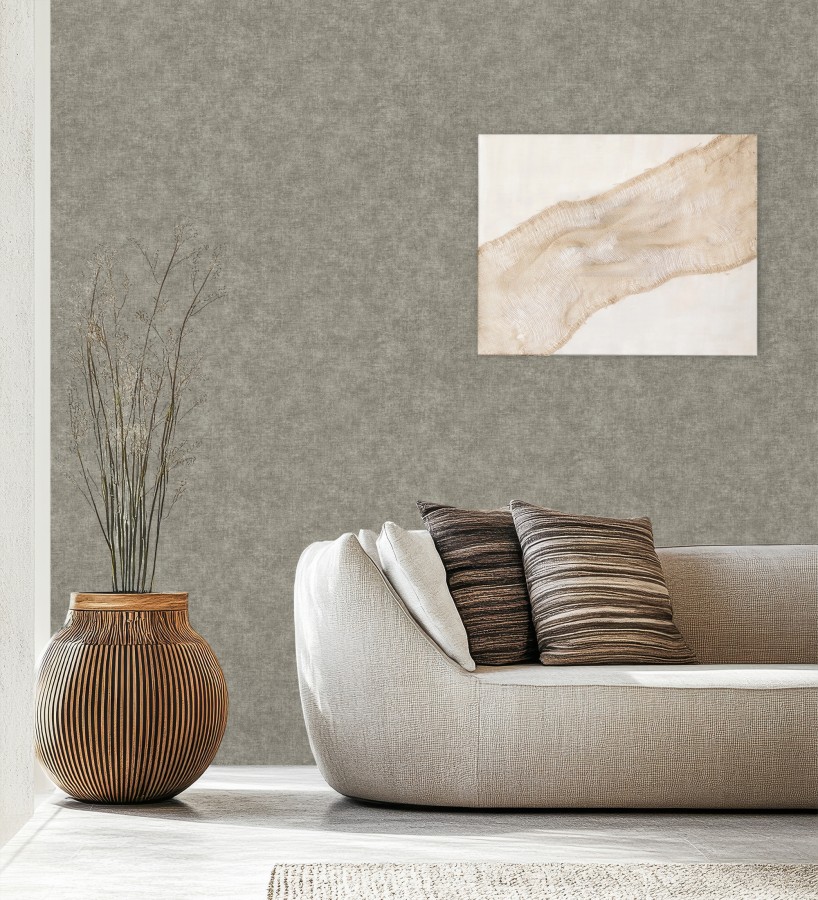 Papel pintado liso gris marengo efecto textil hilos de lino y algodón  Raffton Shadow 685297