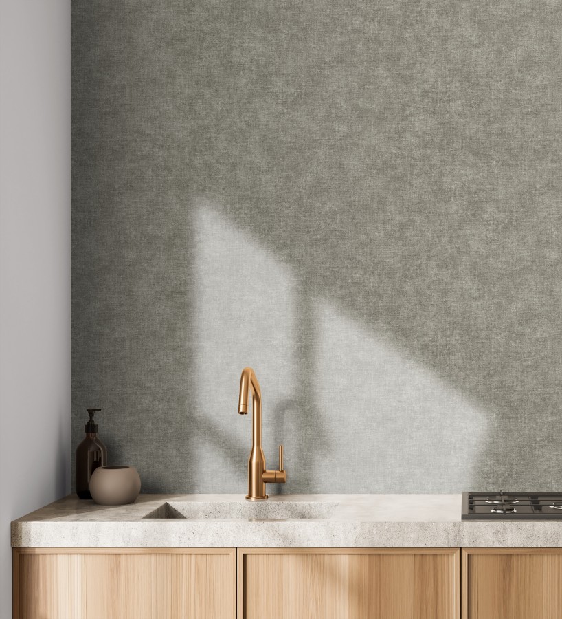 Papel pintado liso gris marengo efecto textil hilos de lino y algodón  Raffton Shadow 685297