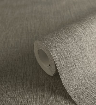 Papel pintado liso de microfibras textiles tintadas color topo Melbourne Graphite 685298