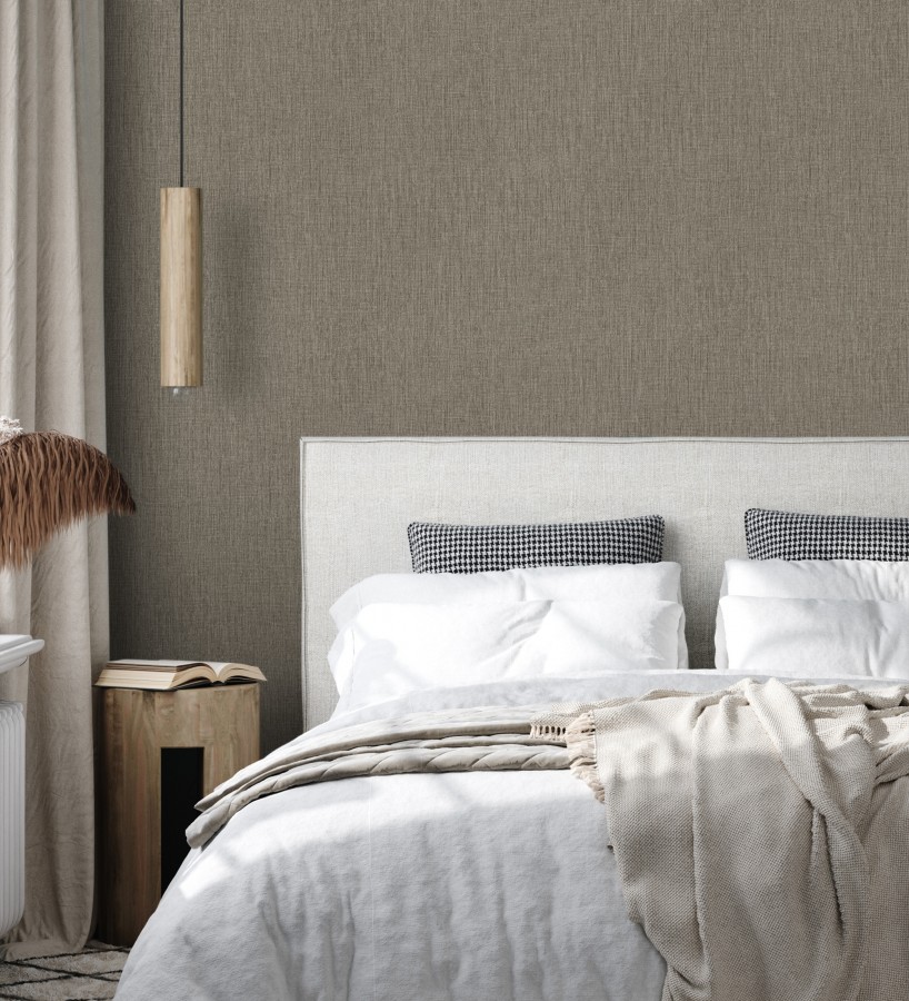 Papel pintado liso de microfibras textiles tintadas color topo  Melbourne Graphite 685298