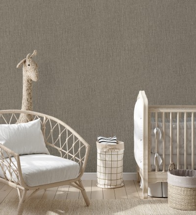 Papel pintado liso de microfibras textiles tintadas color topo Melbourne Graphite 685298