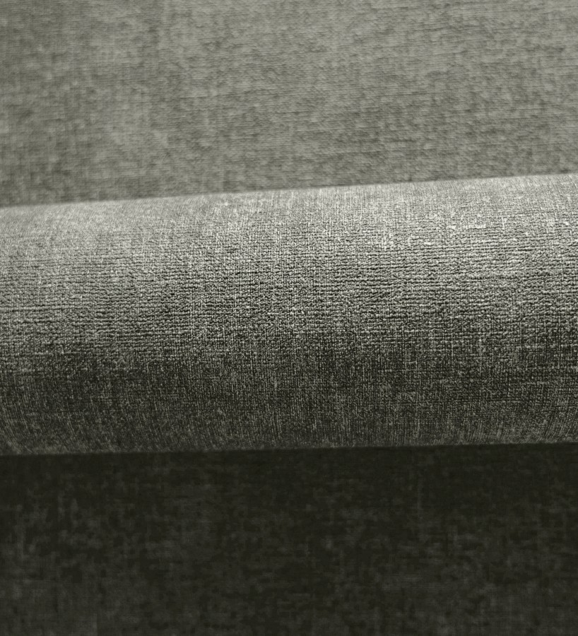 Papel pintado liso gris carbón efecto textil hilos de lino y algodón  Raffton Shadow 685299