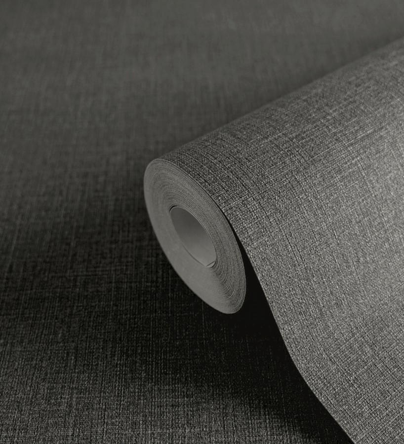 Papel pintado liso de microfibras textiles tintadas gris antracita  Melbourne Graphite 685300
