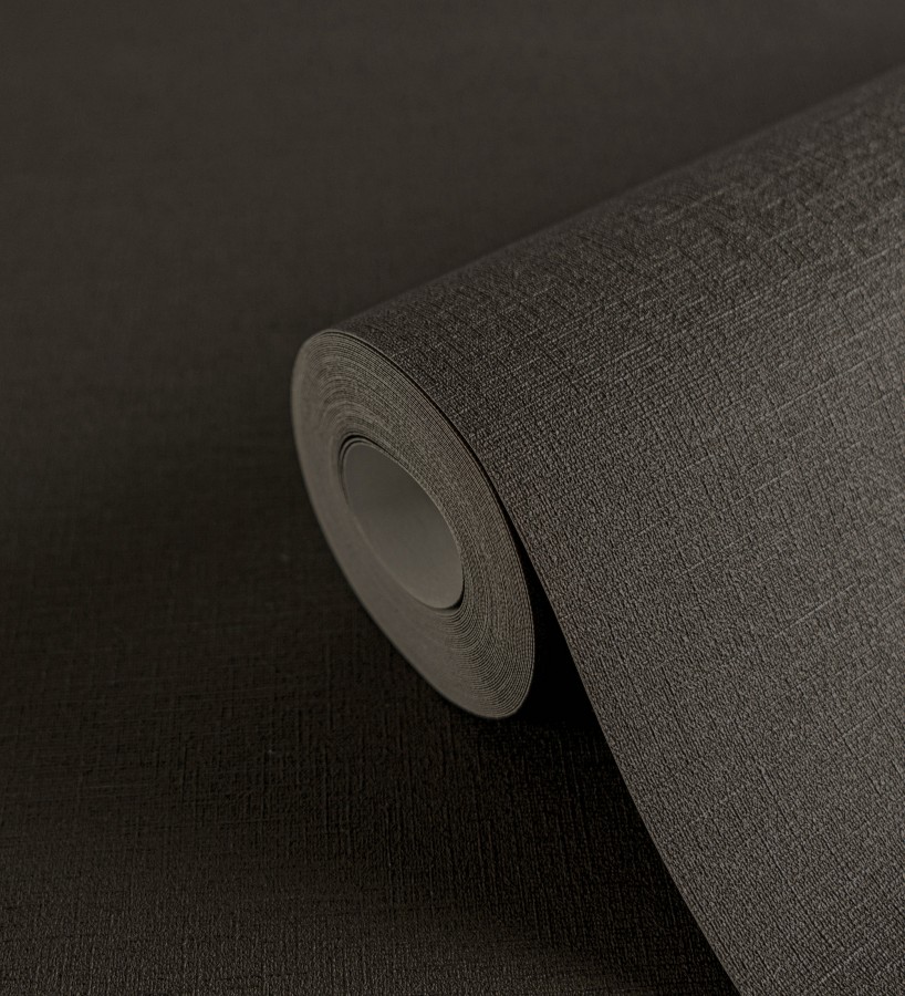 Papel pintado liso con textura lienzo pintado color chocolate negro  Brighton Dusk 685301