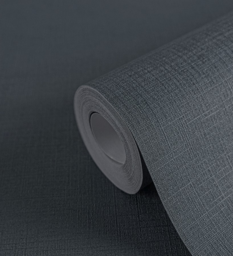 Papel pintado liso con textura lienzo pintado color gris pizarra intenso  Brighton Teal 685304