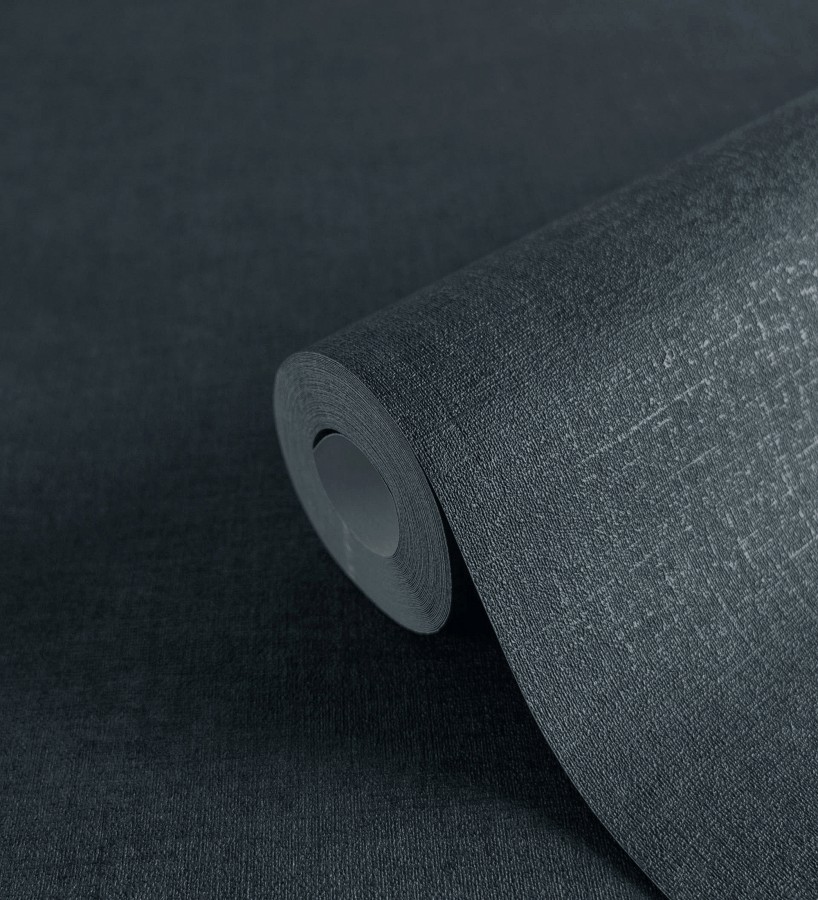 Papel pintado liso gris pizarra efecto textil hilos de lino y algodón  Raffton Indigo 685305