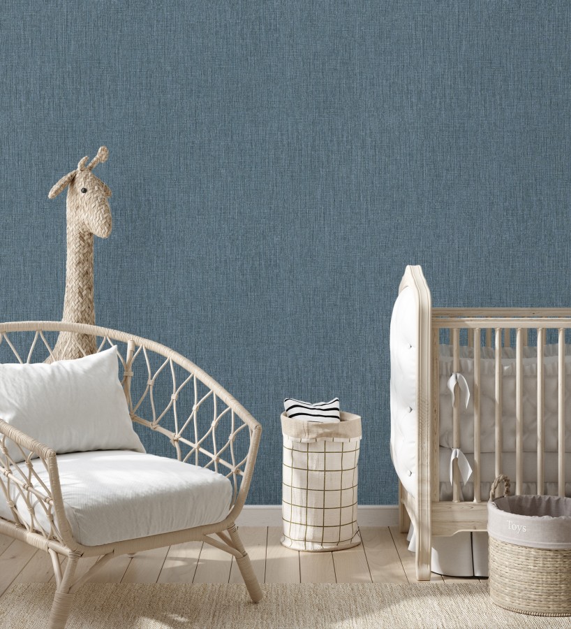 Papel pintado liso de microfibras textiles tintadas azul denim  Melbourne Colour 685306