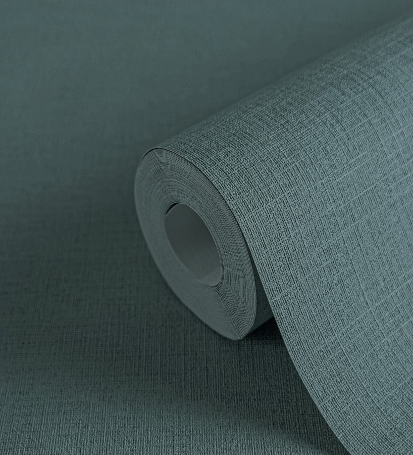 Papel pintado liso con textura lienzo pintado color verde océano  Brighton Teal 685308