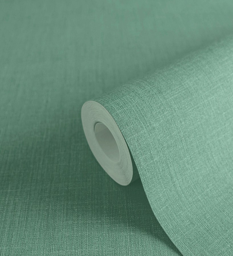 Papel pintado liso de microfibras textiles tintadas verde jade  Melbourne Colour 685312