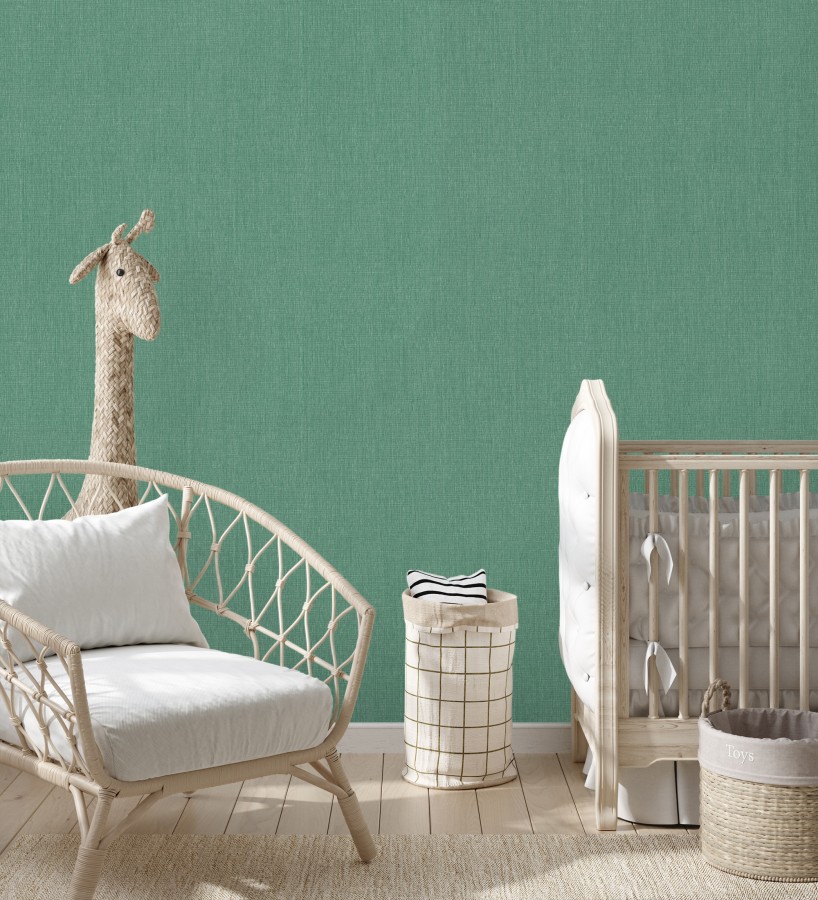 Papel pintado liso de microfibras textiles tintadas verde jade  Melbourne Colour 685312