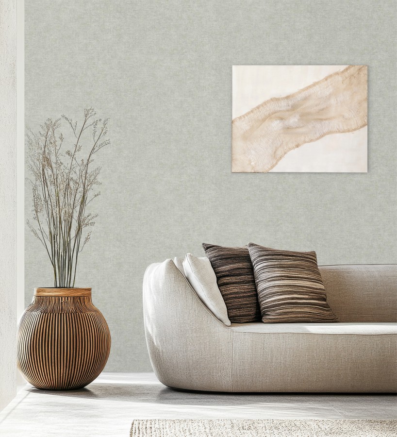 Papel pintado liso verde glaciar efecto textil hilos de lino y algodón  Raffton Indigo 685314