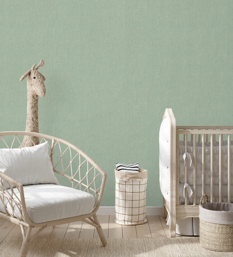 Papel pintado liso de microfibras textiles tintadas verde salvia  Melbourne Colour 685316