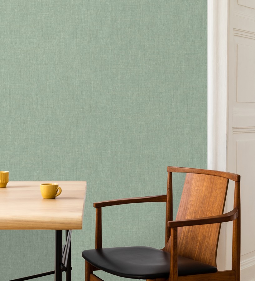 Papel pintado liso de microfibras textiles tintadas verde salvia  Melbourne Colour 685316