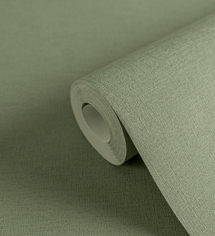 Papel pintado liso con textura lienzo pintado color verde salvia  Brighton Sage 685320